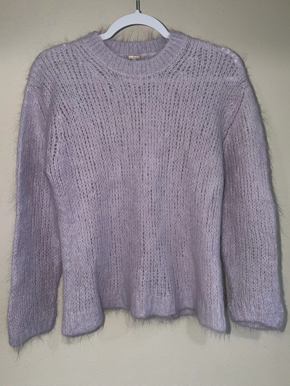 Free People Fuzzy Alpaca Wool‎ Blend Lilac Crewneck Sweater S